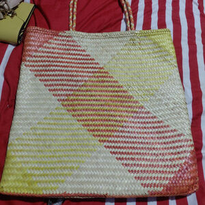 Women's Unbranded Straw Tote Bag One Size Beige Orange